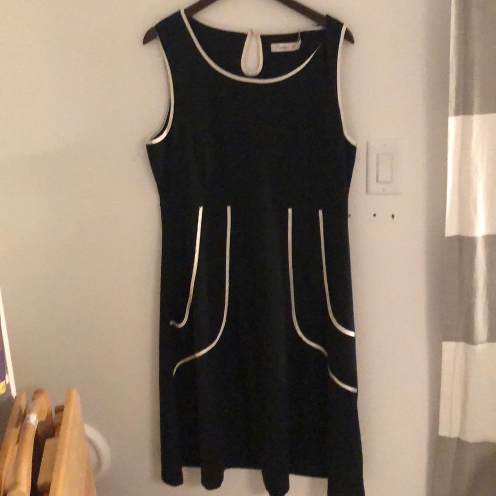 Never Worn Black Dress with White Satin Piping 1X